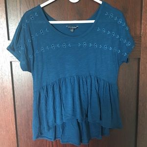 American Eagle Blue High Low Peplum Top Small